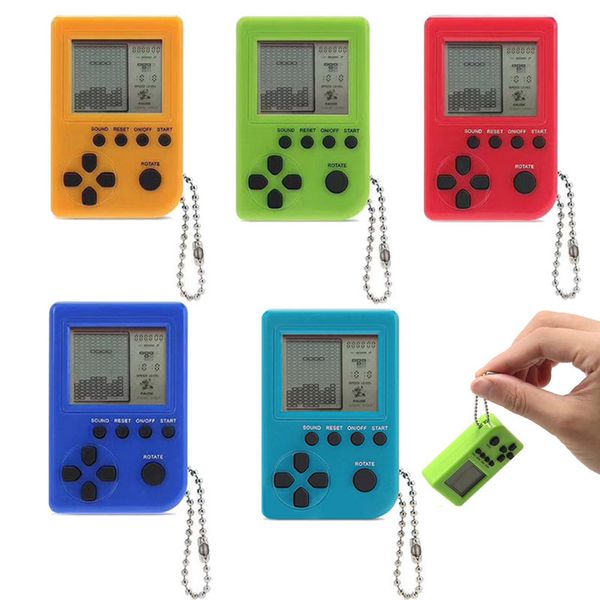 

10pcs tetris game machine pendant keychain child nostalgic classic childhood memories handheld game players mini consoles