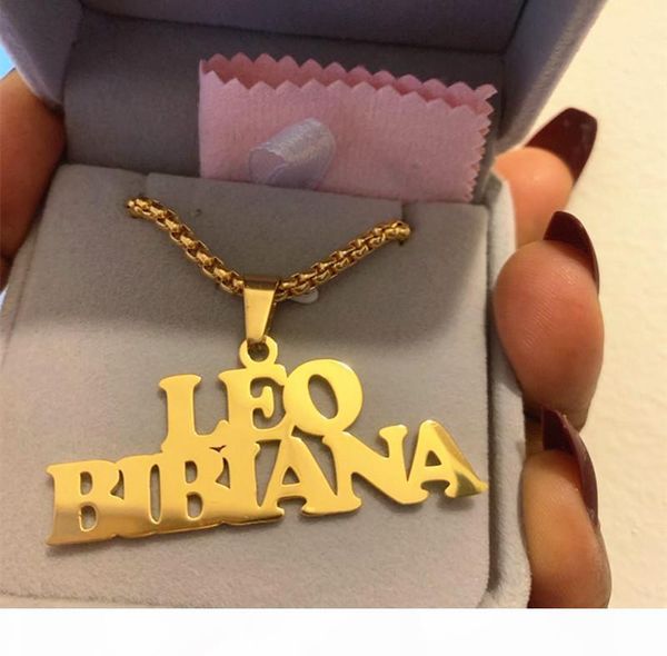 

gothic jewelry custom name necklace stainless steel pendant gold long bead chain personalized nameplate necklaces women men gift, Silver
