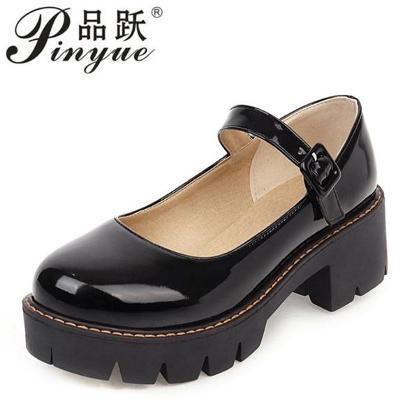 

small patent leather shoes spring-new style shoes women's low heel retro style women's patent leather student's, Black