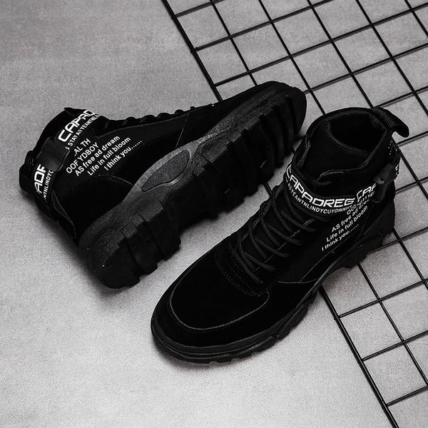 

mooregood brand retro european and american style casual boots wear-resistant comfortable high help men's boots, Black