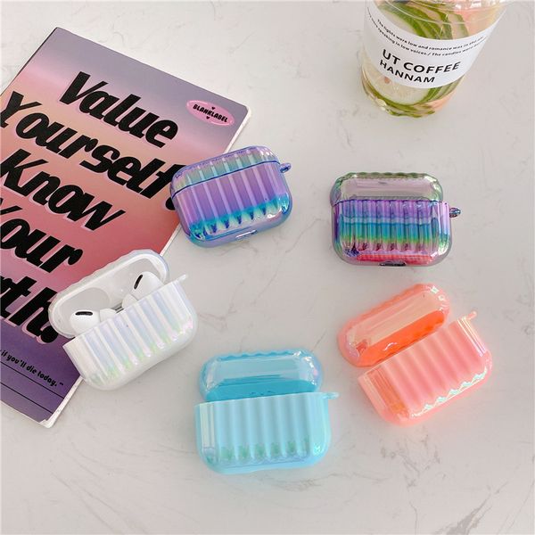 

hard pc gradient laser color suitcase shape bluetooth wireless headphone cover for apple airpods 1 2 charging case