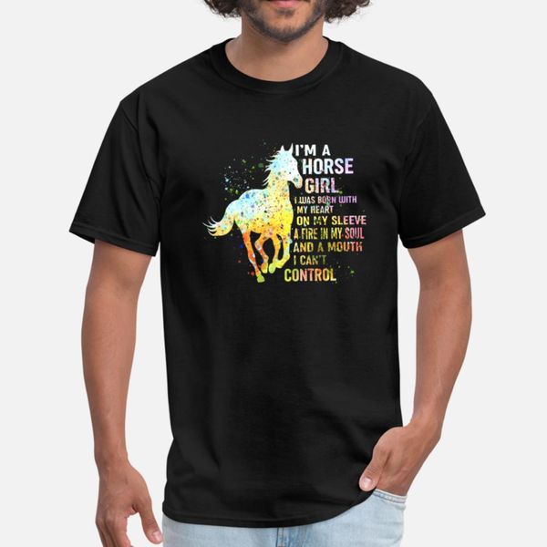 

я лошадь девочка i was born with my heart on my s тенниска мужчины печать с коротким рукавом s-3xl письмо графический моды летний стиль уник