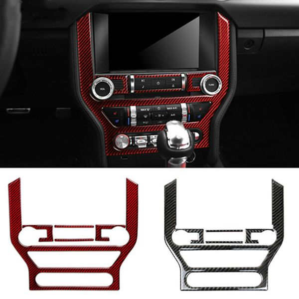 

for ford mustang carbon fiber car-styling stickers and decals central control panel interior trim cover 2015-2020 accessories