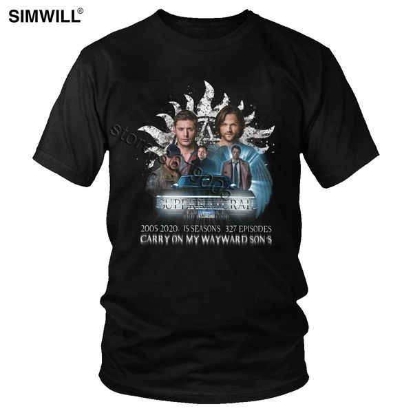 

охладить supernatural t shirt новизна дизайн 100% хлопок футболка мужчины с коротким рукавом экипаж шеи tv wincherter bros tee big tall tshi