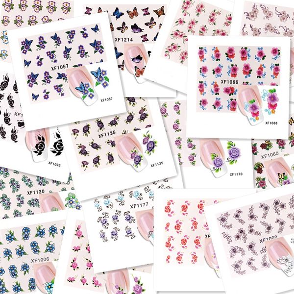 

false nails 24 styles fashion butterfly flower sticker fake matte nail tips for extension manicure diy art, Red;gold