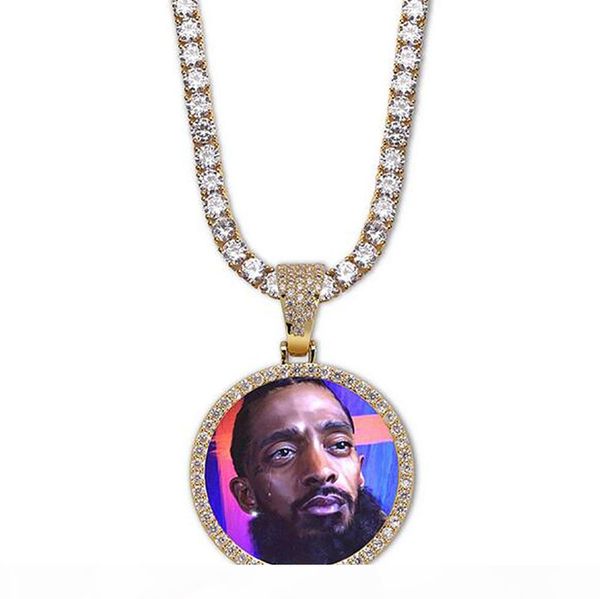 

14k custom made p round medallions pendant necklace with 3mm 24inch rope chain silver gold color zircon men hiphop jewelry