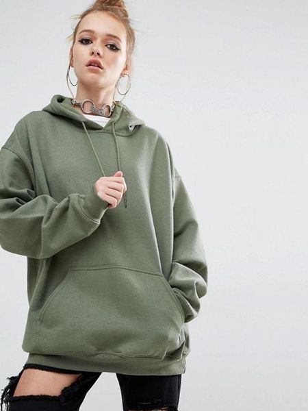 

autumn and winter style women's new fashion bat sleeve loose casual hooded sports sweatershirt women solid color pullovers, Black