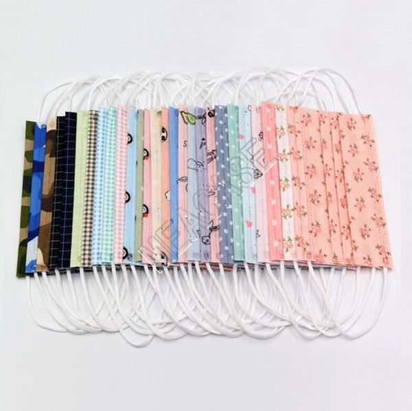 

10шт / уп одноразовой моды маски унисекс мультфильм камуфляж конструкторы маски для лица лето пыл рот-муфельная обложка 27color d81710