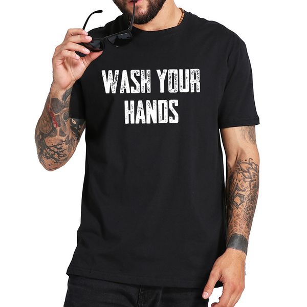 

wash your hands t shirt simple letter digital print 100% cotton breathable soft short sleeve crew neck camiseta