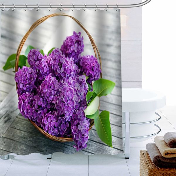 

shower curtains custom lilac flower curtain polyester fabric bath screens for bathroom 3d waterproof hook