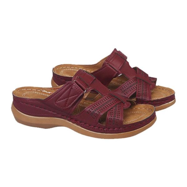 

1pair comfortable cross tie women slipper wear resistant beach party thick sole summer non slip home casual wedge heel open toe, Black