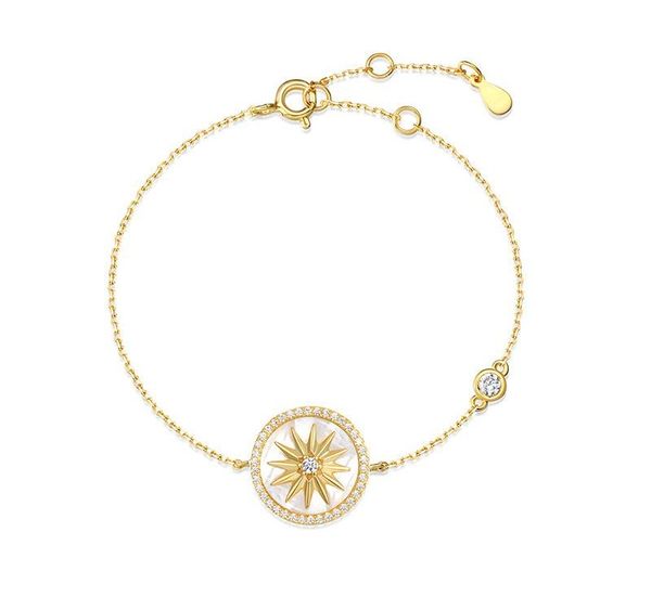 

bracelet designer sterling silver women inlaid all-match fashion charm jewelry white fritillary compass suitable for social gathering001, Golden;silver