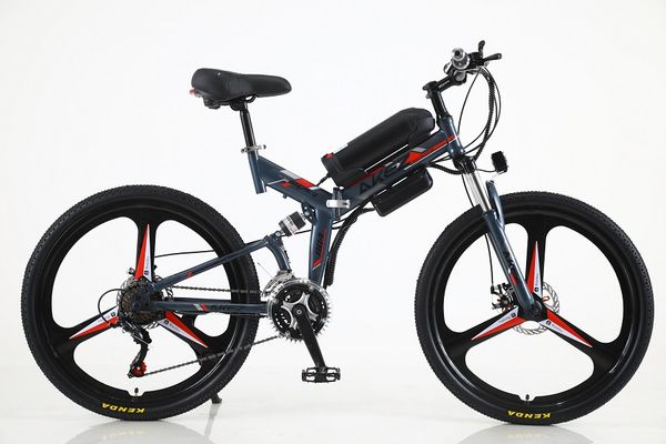 

26 inch new national standard lithium battery assisted mountain bike folding 350w variable speed electric bike, Silver;blue