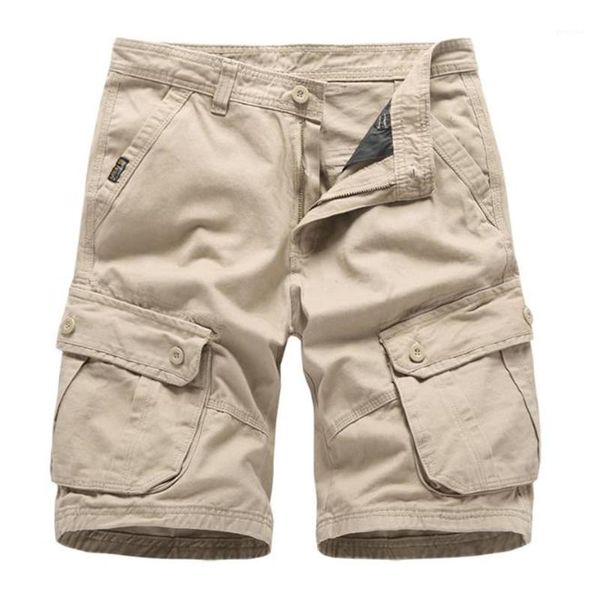

solid color длина колена бич шорты большой карманы середины талии брюки homme summer cargo shorts casual, White;black
