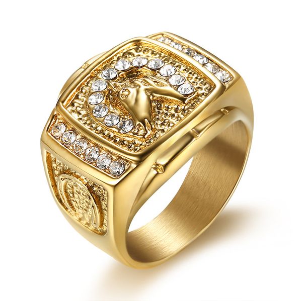 

hip hop punk finger rings for men luxury crystals rhinestones gold silver male rings jewelry accessories