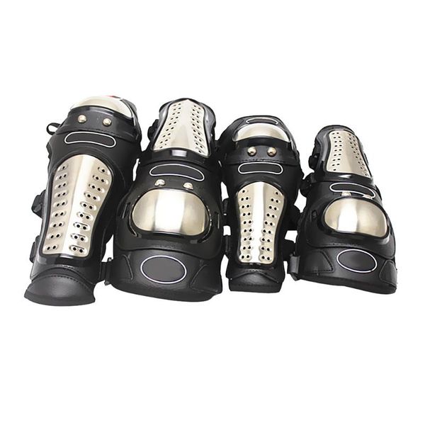 

4pieces steel motorcycle racing motocross knee protector elbow shin pads guards support