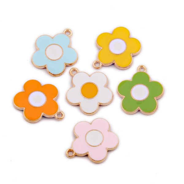 

10pcs cute mixed oil drop charms flower enamel charms alloy pendant fit necklaces bracelets diy jewelry making accessories, Bronze;silver