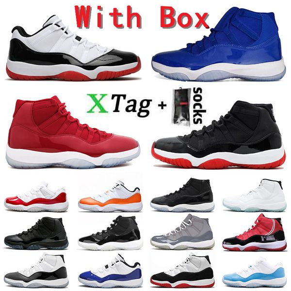 

with box new arrival 2021 jumpman 11 high 25th low 11s men womens concord cap and gown space jam gamma blue sneakers