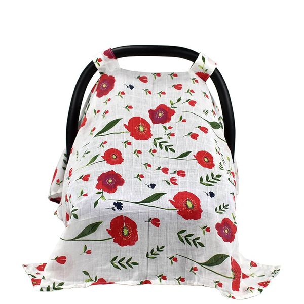 

baby cartoon carseat cover muslin cotton floral animal print canopy 5design