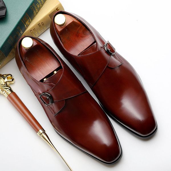 

mens formal shoes genuine leather oxford shoes for men italian 2020 dress wedding laces leather brogues, Black