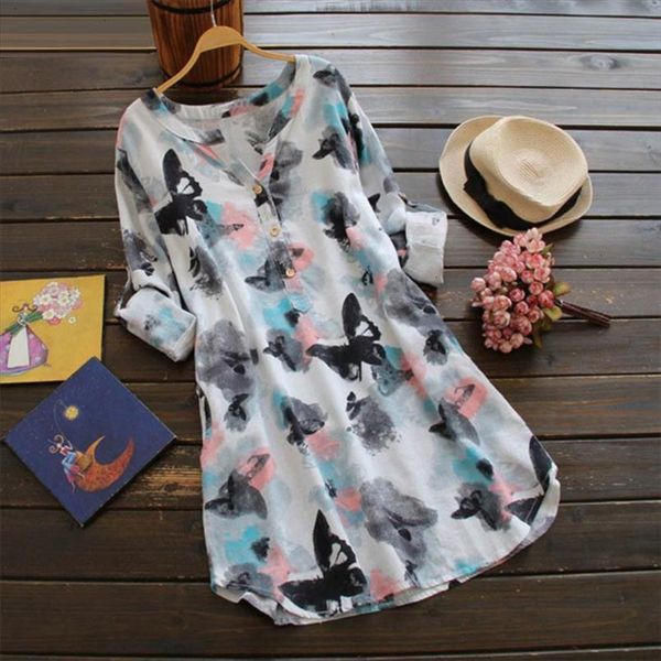 

dresses womens v neck full sleeve butterfly print casual loose beach mini dresses vestidos femininos robe 2020 new designer clothes, Black;gray