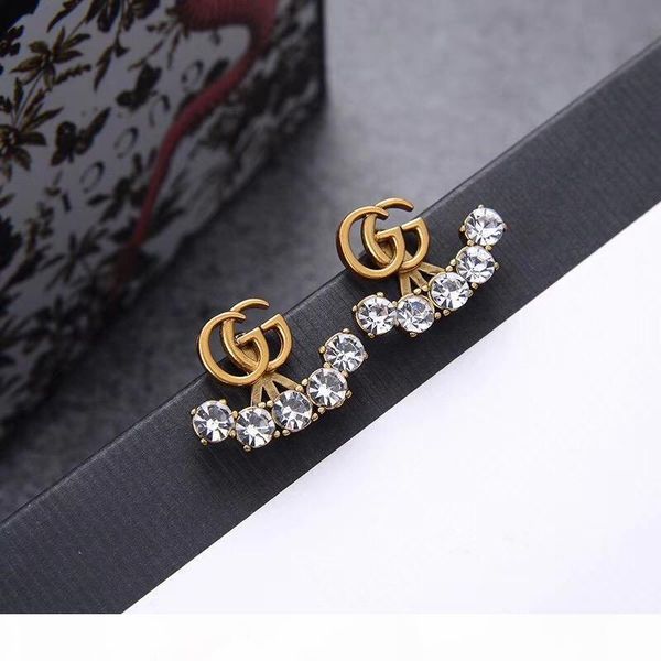 

brass excellent stud earrings with white diamond in18k real gold plated jewelry gift wedding party jewelry ps5691, Golden