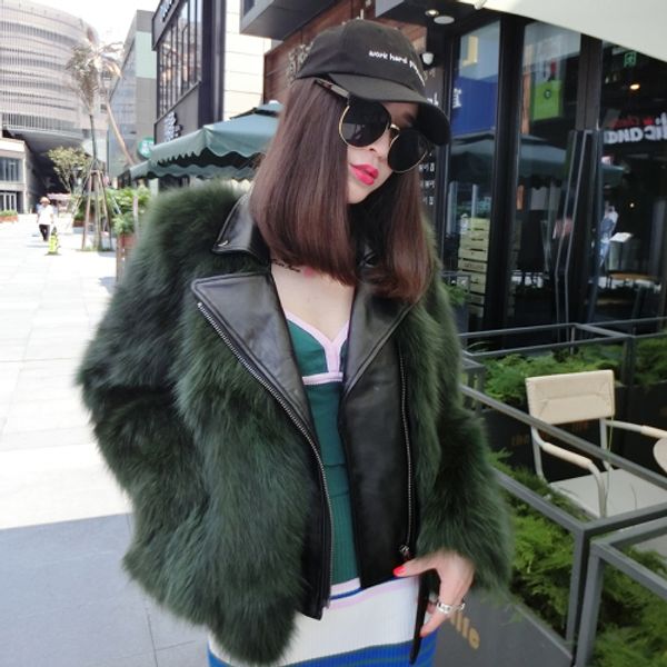 

fake two womens jackets and coats winter thick warm fur womens outerwear female jacket patchwork coat female shaggy cardigan, Black