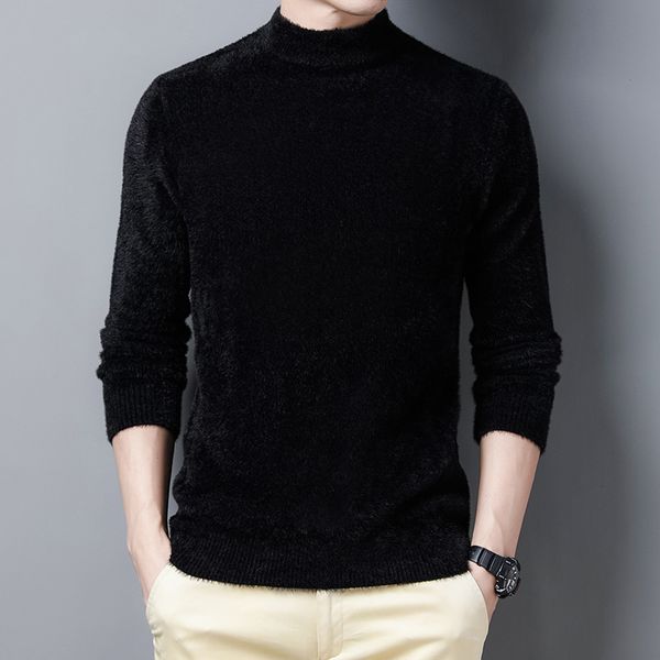 

2020 men turtieneck half pullover thick autumn winter soft perfect quality warm clother knitted casual male sweater dropshipping, White;black