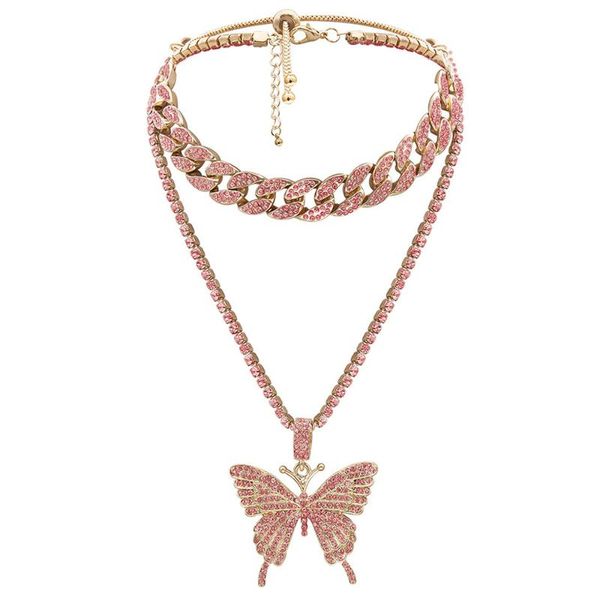 

2pcs exaggerated butterfly design necklace retro style neck jewelry, Silver