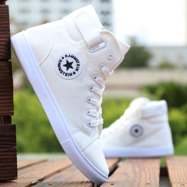 

spring high-canvas shoes youth all-match casual cloth shoes men's sports white black high-men's