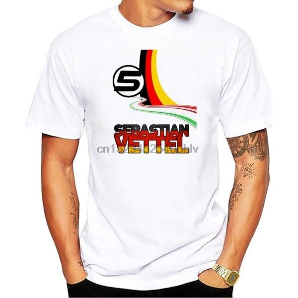 

men's casual fashion t-shirt fun sebastian vettel - 5 - germany print men's round collar cotton white short-sleeve