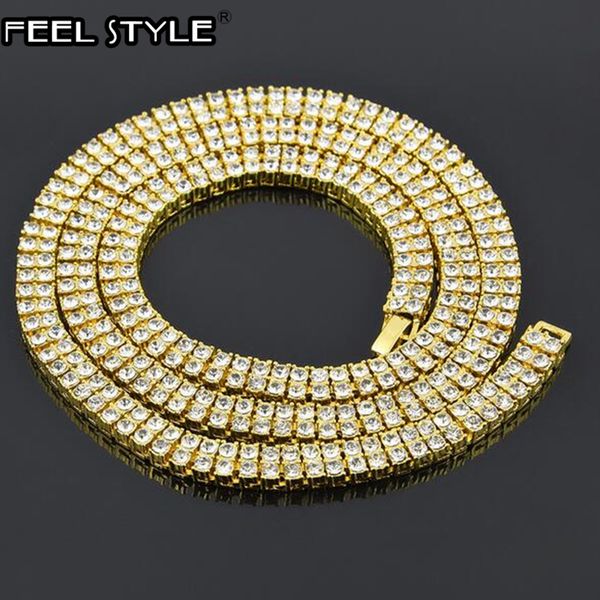 

2 row cz iced out rhinestone bling tennis chain necklace choker micro pave cubic zircon copper chain hip hop jewelry, Silver