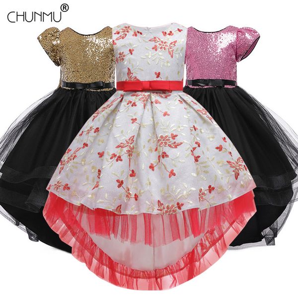 

kids dresses for girls flower embroidery training tutu kids clothing elegent girls dresses for children princess party custumes, Red;yellow