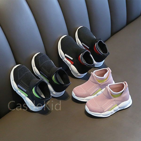 

brand new summer дети обувь мальчики летучий woven air mesh вскользь девушки дышащий мягкие ботинки скольжению на детей малышей кроссовки, Black