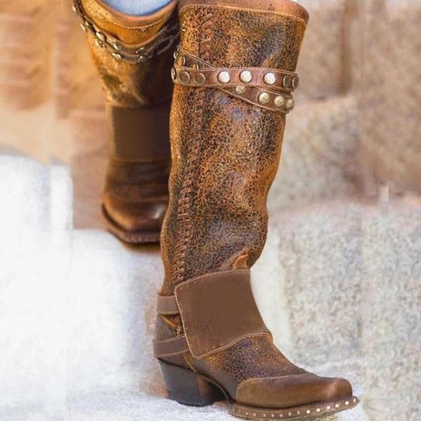 

boots over the knee women rivets women's winter flat snow for shoes ankle comfortable, Black