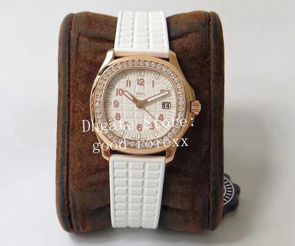 

luxury rose gold diamond watches women's quartz cal.e 23-250 ppf factory watch ladies 5980 aquanaut 5067 rubber ronda ladys wristwatche, Slivery;brown