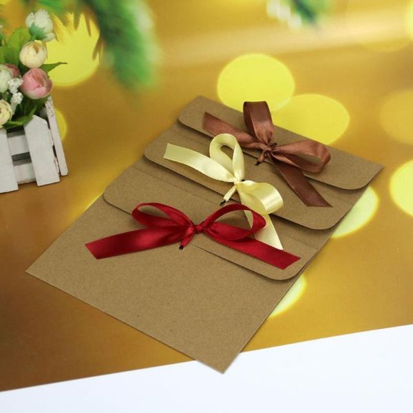

gift wrap 50pcs kraft paper envelopes with bowknot for wedding invitations greeting drop wholesale est