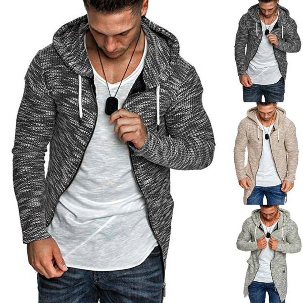 

autumn winter men cotton blend pure color splicing hooded solid trench coat jacket cardigan long sleeve outwear m0903, Tan;black