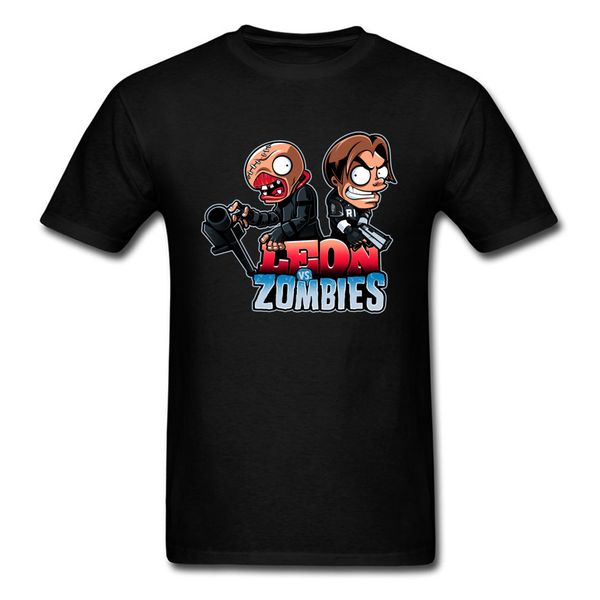 

game picture men t shirts leon vs zombies interesting tshirt for youth college student father's day men's plus size t-shirt tees