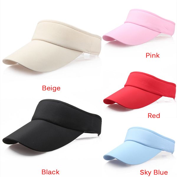 

new women men summer hat cotton blend tennis hat sports wide solid casual sun visor cap, Blue;gray