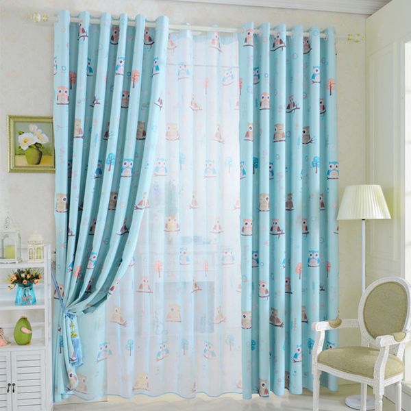 

curtain fashion drapes gauze cute cartoon children owl bird pattern