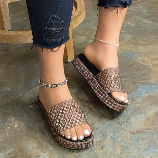 

casual all-match slippers ms autumn 2020 new women diamond double-layer platform waterproof platform outdoor beach sandals ms, Black