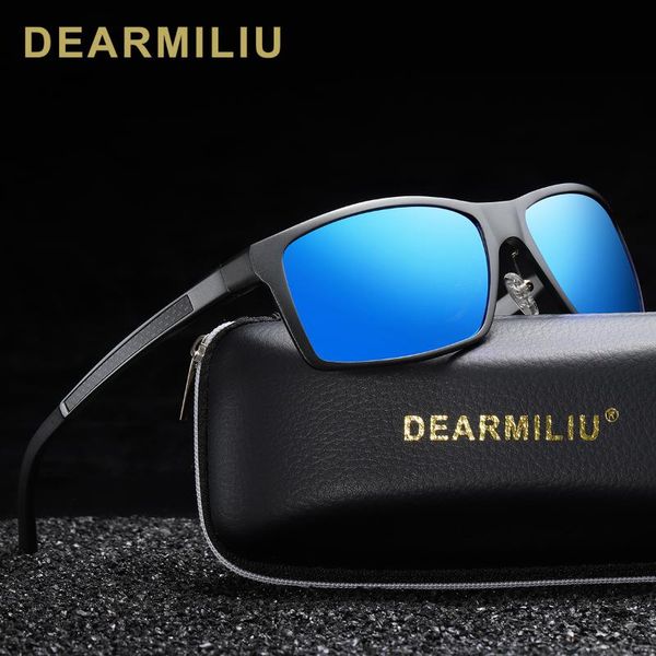 

dearmiliu brand square sunglasses men polarized driving aluminiummagnesium coating mirror glasses uv400 eyewear gafas de so 8021, White;black