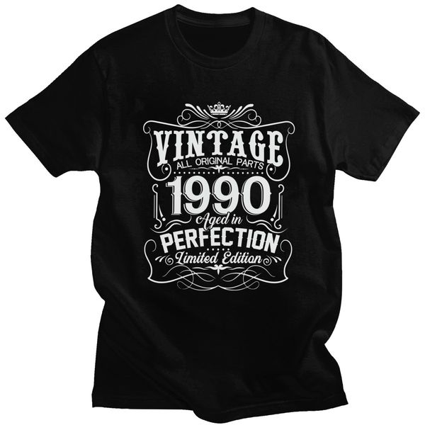 

vintage 1990 aged in perfection limited edition t-shirt for men cotton stylish tshirt o-neck short sleeved 30th birthday tee top