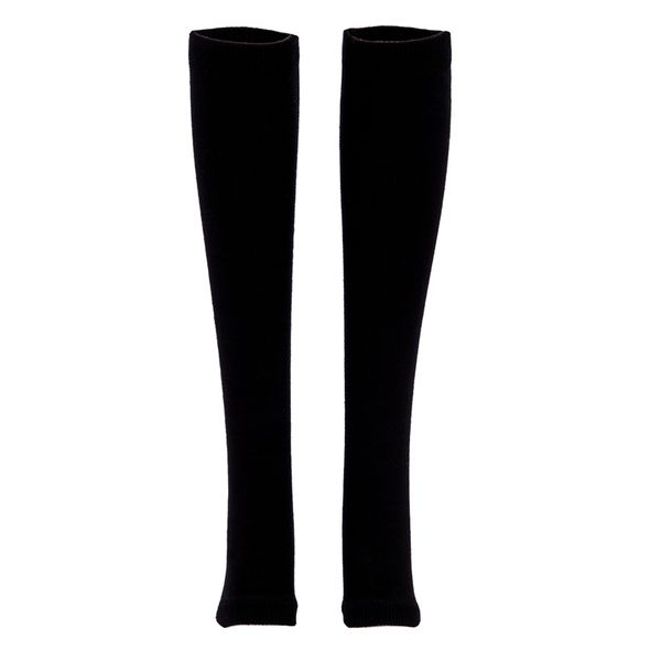 

black elastic fabric acrylic pure pattern knee high pair, Black;gray