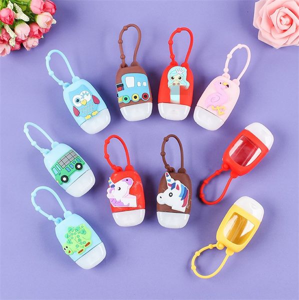

30ml cartoon silicone hand sanitizer bottle holder perfume bottle and silicone protective cover set random pattern hanging chain e92107, Blue