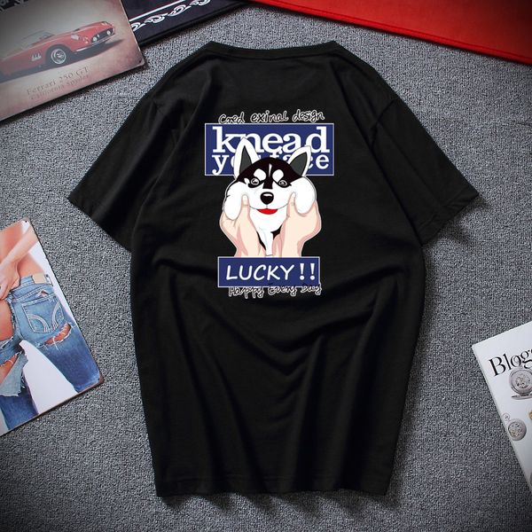 

2019 t shirt women huskies print front and back t shirt short sleeve cotton t-shirt harajuku street shirt two style