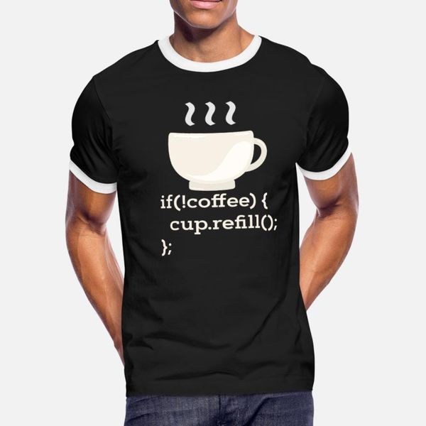 

programming: if coffee empty then refill cup t shirt men designing cotton plus size 3xl clothes loose fashion summer pattern shirt