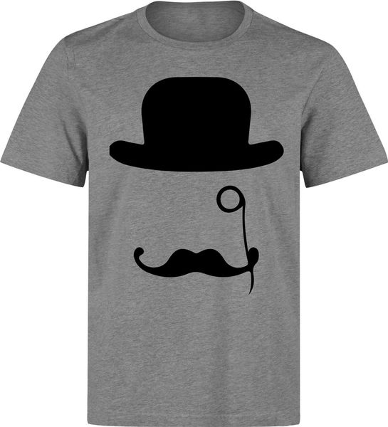 

hat monocle moustache snob art men's (woman's available) grey t shirt big tall tee shirt