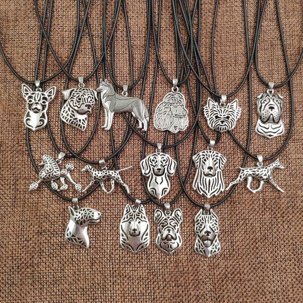 

2020 dog animal pendant rope necklace antique husky poodle jewelry for women male female girls ladies punk cute, Silver